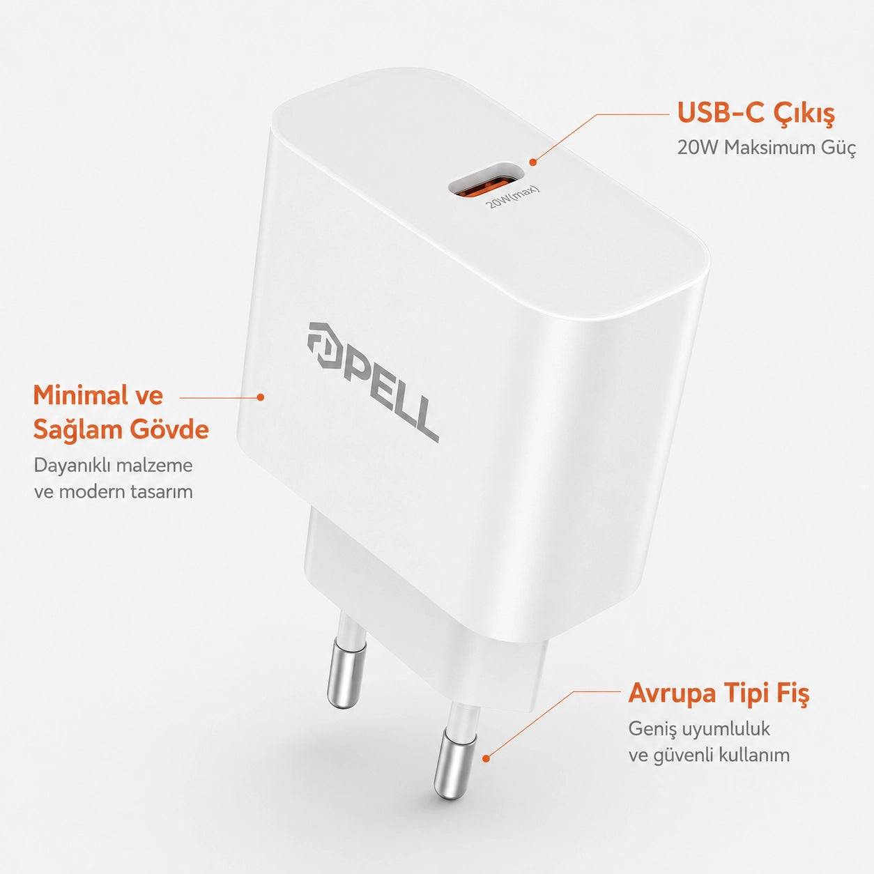 PL-E09 20W PD Süper Hızlı Şarj Başlığı, USB-C Evrensel Şarj Adaptörü