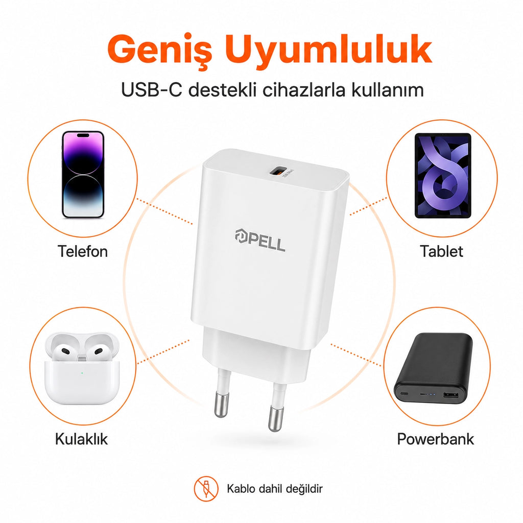 PL-E09 20W PD Süper Hızlı Şarj Başlığı, USB-C Evrensel Şarj Adaptörü