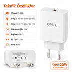 PL-E09 20W PD Süper Hızlı Şarj Başlığı, USB-C Evrensel Şarj Adaptörü
