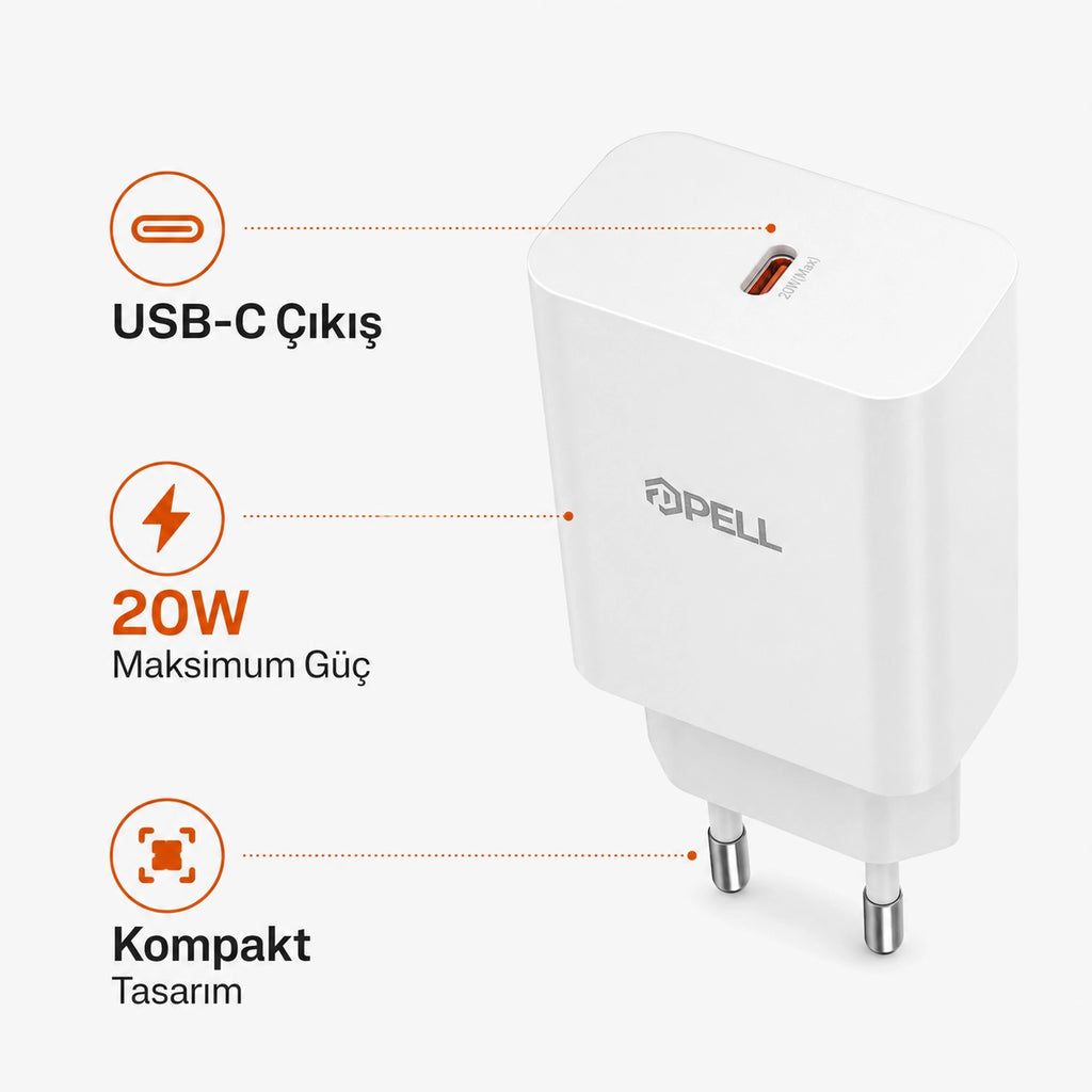 PL-E09 20W Type-C PD Hızlı Duvar Şarj Cihazı, Akıllı Telefon Şarj Başlığı