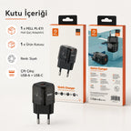 PL-E11 20W PD Çift Girişli Hızlı Şarj Başlığı, USB ve Type-C Seyahat Adaptörü