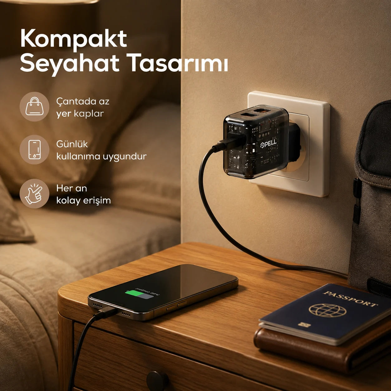 PL-E11 20W PD Çift Girişli Hızlı Şarj Başlığı, USB ve Type-C Seyahat Adaptörü