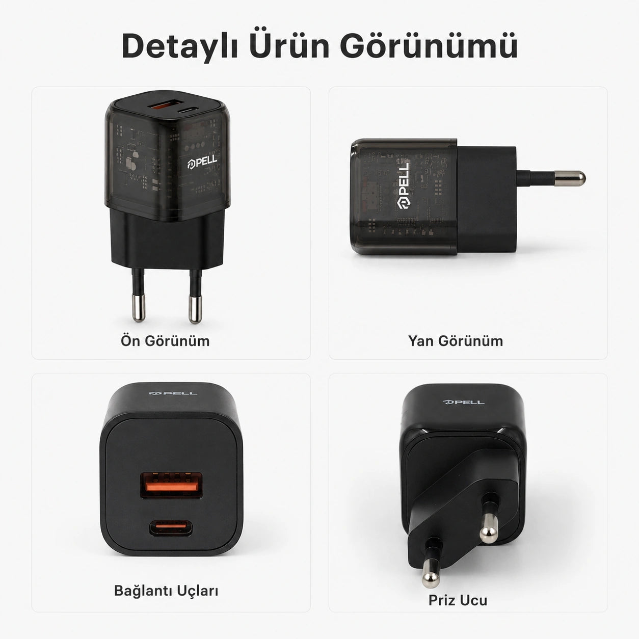 PL-E11 20W PD Çift Girişli Hızlı Şarj Başlığı, USB ve Type-C Seyahat Adaptörü