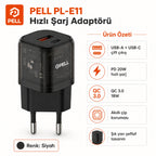 PL-E11 20W PD Çift Girişli Hızlı Şarj Başlığı, USB ve Type-C Seyahat Adaptörü