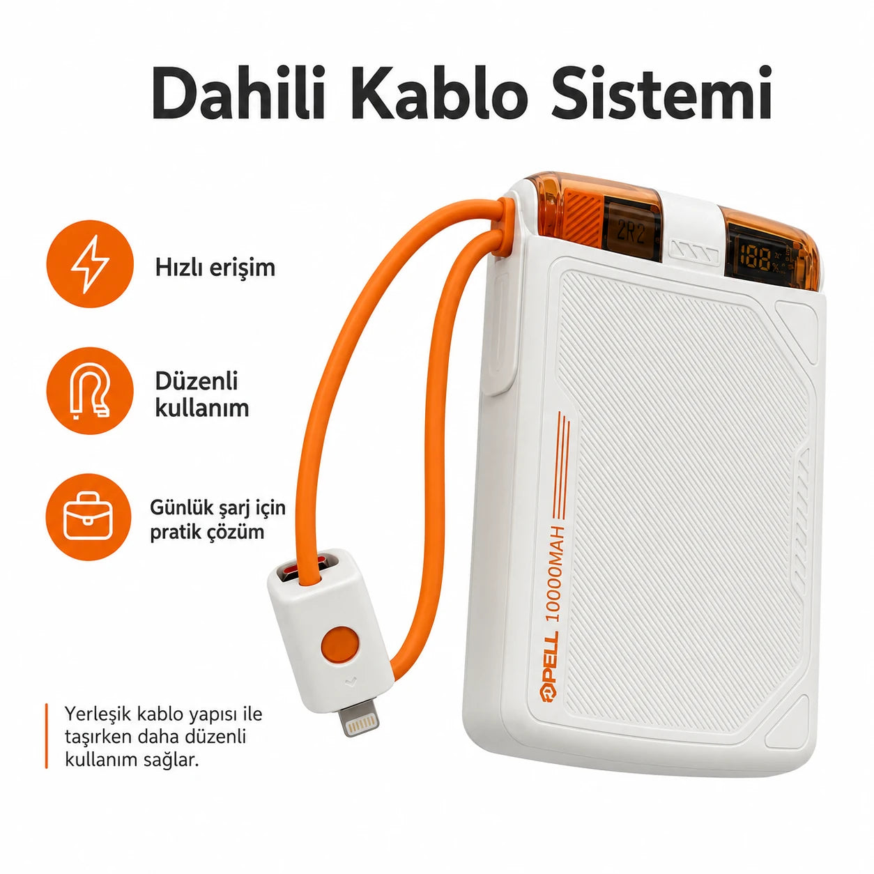 PL-F01 10000 mAh Powerbank 22.5W, Kablosuz Dijital Ekranlı Hızlı Taşınabilir Şarj Cihazı