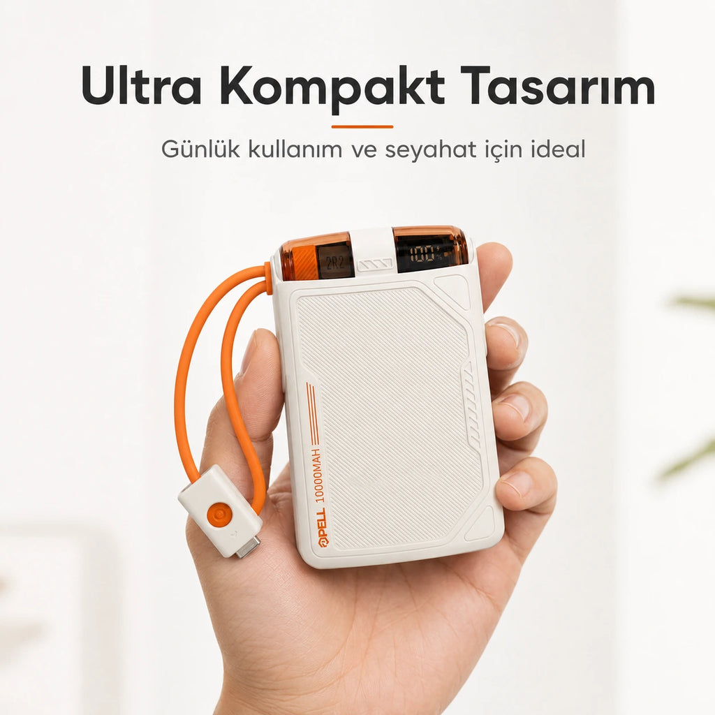 PL-F01 10000 mAh Powerbank 22.5W, Kablosuz Dijital Ekranlı Hızlı Taşınabilir Şarj Cihazı
