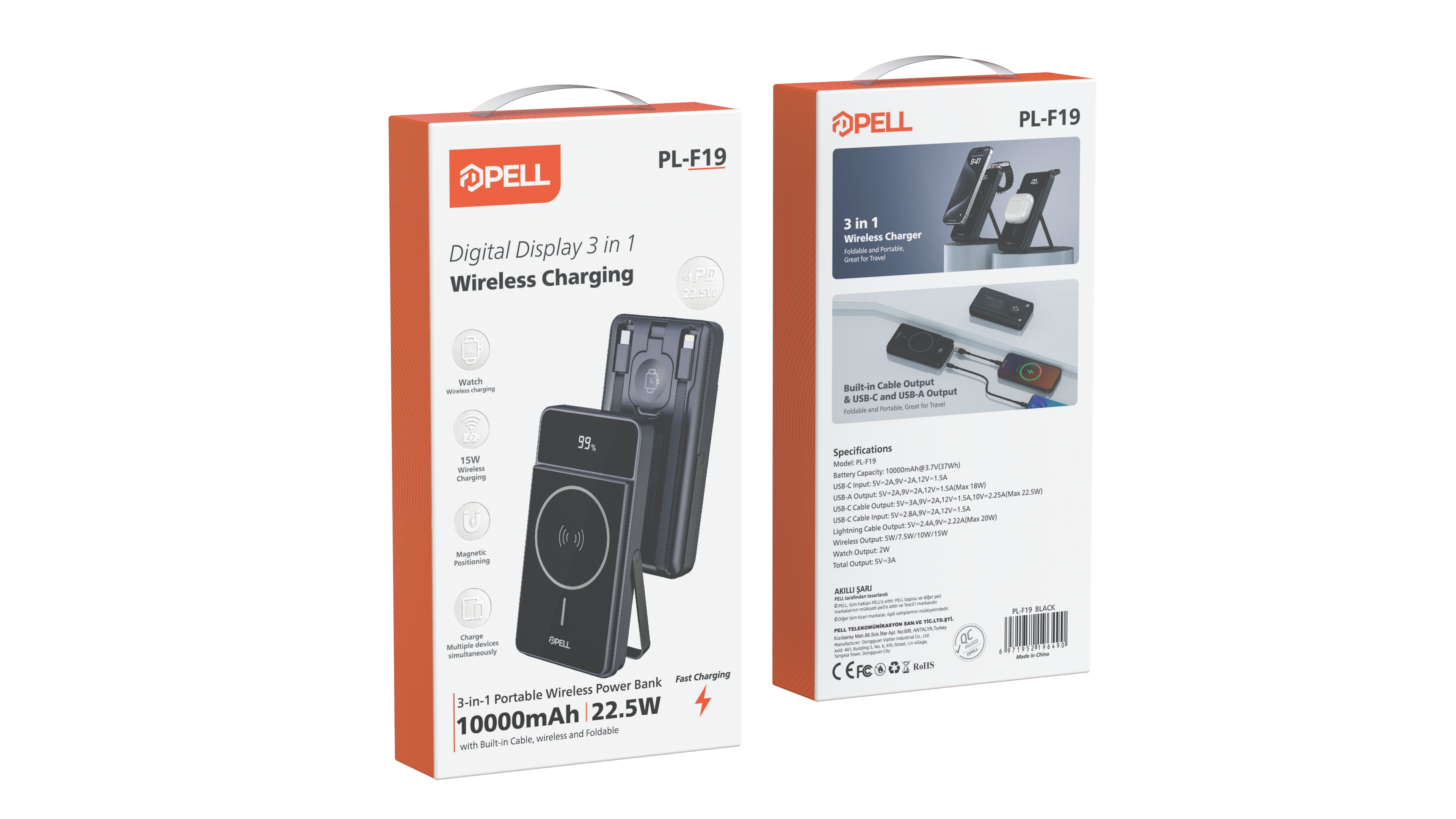 PL-F19 MANYETİK WİRELESS PD 20W POWERBANK