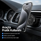 PL-H07 Magsafe Araç İçi Telefon Tutucu 15W Kablosuz Şarjlı, 360° Dönebilen Manyetik Tutacak