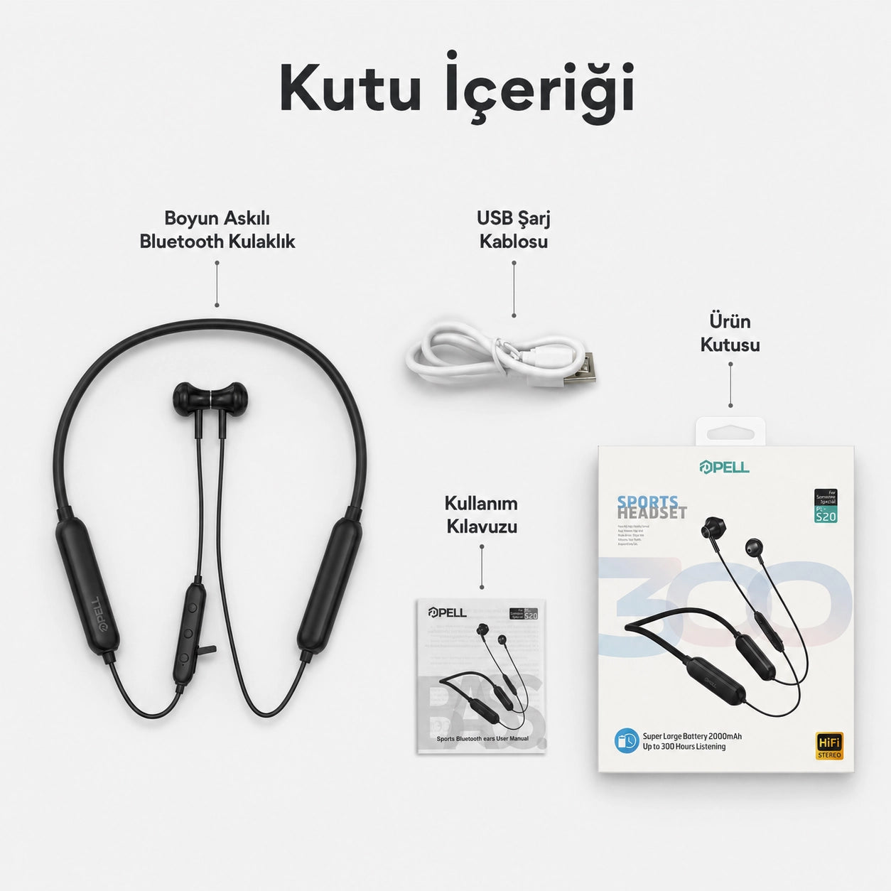 PL-S20 Bluetooth Kulak İçi Sport Kulaklık 5.2, Suya ve Tere Dayanıklı Kablosuz Kulaklık