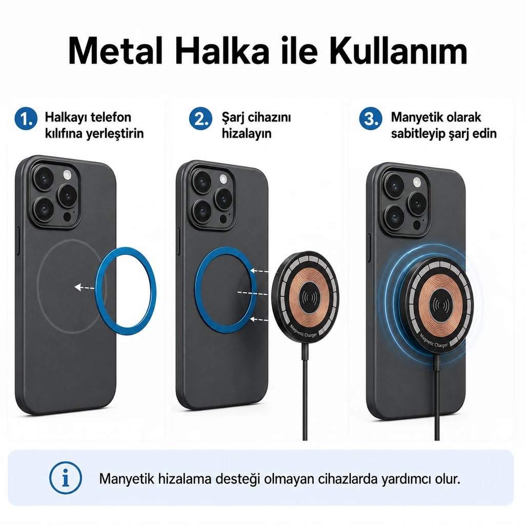 PL-W01 15W Manyetik Kablosuz Şarj Cihazı, Type-C Girişli Wireless Şarj Pedi