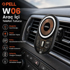 PELL PL-W06 MagSafe Kablosuz Hızlı Şarjlı Araç İçi Telefon Tutucu, 360° Dönebilen Izgara Tipi Havalandırma Standı