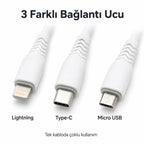 PL-X01 3'ü 1 Arada Hızlı Şarj Kablosu 1m, Type-C Micro Lightning Data Kablosu