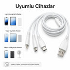 PL-X01 3'ü 1 Arada Hızlı Şarj Kablosu 1m, Type-C Micro Lightning Data Kablosu
