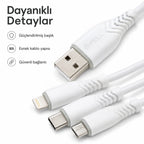 PL-X01 3'ü 1 Arada Hızlı Şarj Kablosu 1m, Type-C Micro Lightning Data Kablosu