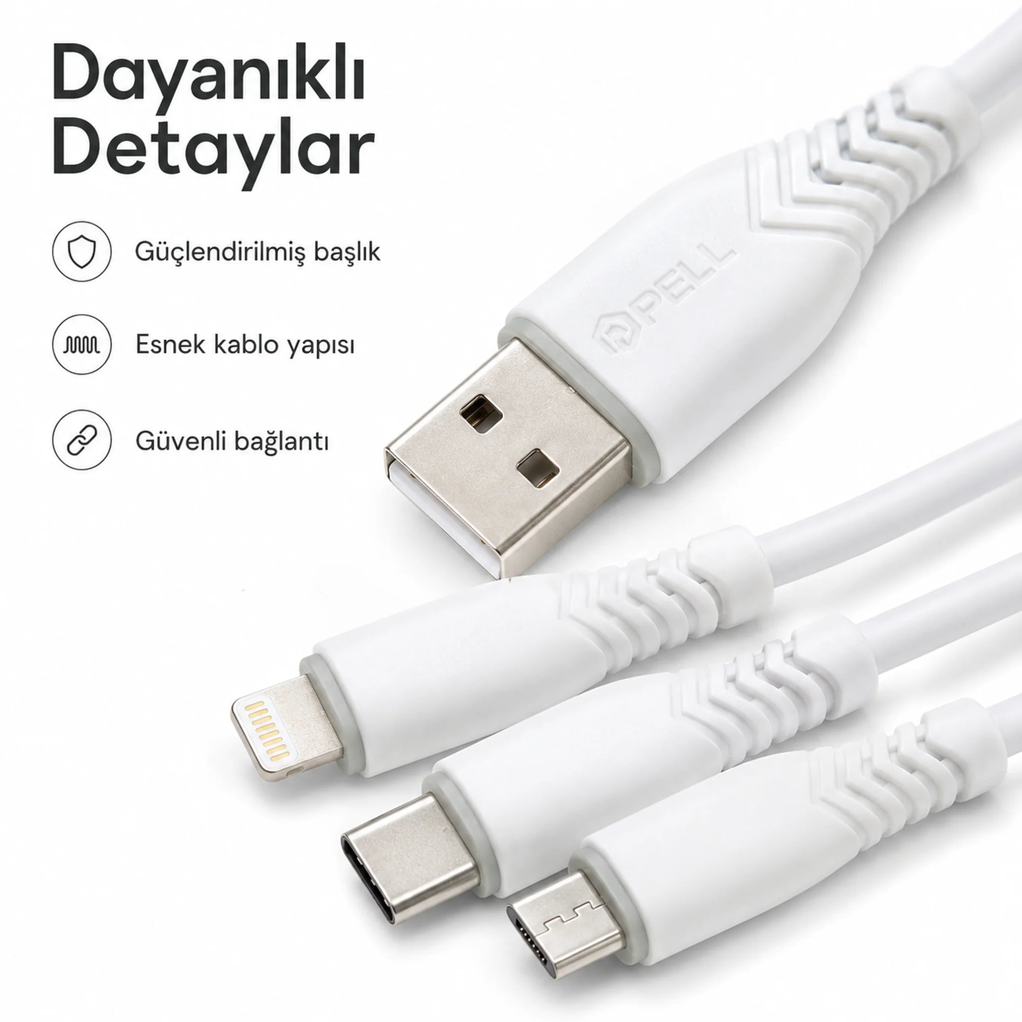 PL-X01 3'ü 1 Arada Hızlı Şarj Kablosu 1m, Type-C Micro Lightning Data Kablosu
