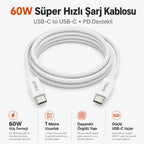 PL-X23 60W PD Type-C to Type-C Hızlı Şarj Kablosu 1m, Örgülü Data Kablosu