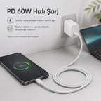PL-X23 60W PD Type-C to Type-C Hızlı Şarj Kablosu 1m, Örgülü Data Kablosu