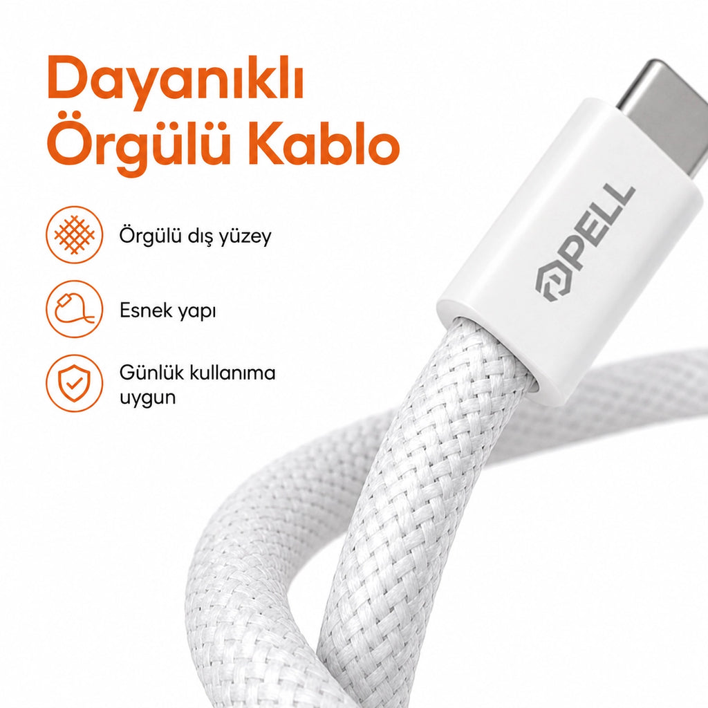 PL-X23 60W PD Type-C to Type-C Hızlı Şarj Kablosu 1m, Örgülü Data Kablosu