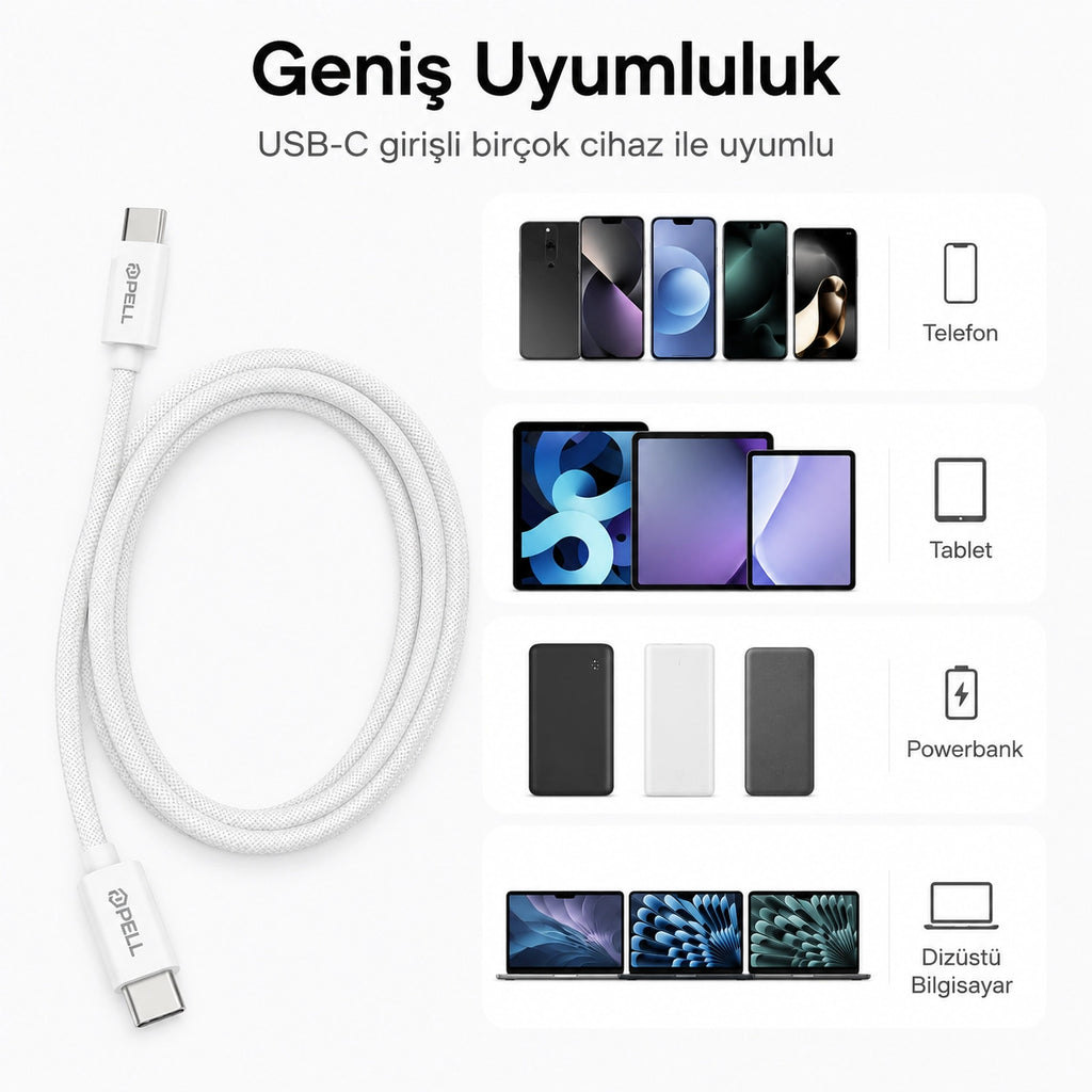 PL-X23 60W PD Type-C to Type-C Hızlı Şarj Kablosu 1m, Örgülü Data Kablosu