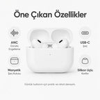 PELL Pro 2. Nesil TWS Bluetooth Kulaklık, Aktif Gürültü Engelleyici ANC USB-C Kablosuz Kulak İçi Kulaklık