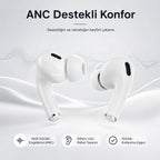 PELL Pro 2. Nesil TWS Bluetooth Kulaklık, Aktif Gürültü Engelleyici ANC USB-C Kablosuz Kulak İçi Kulaklık