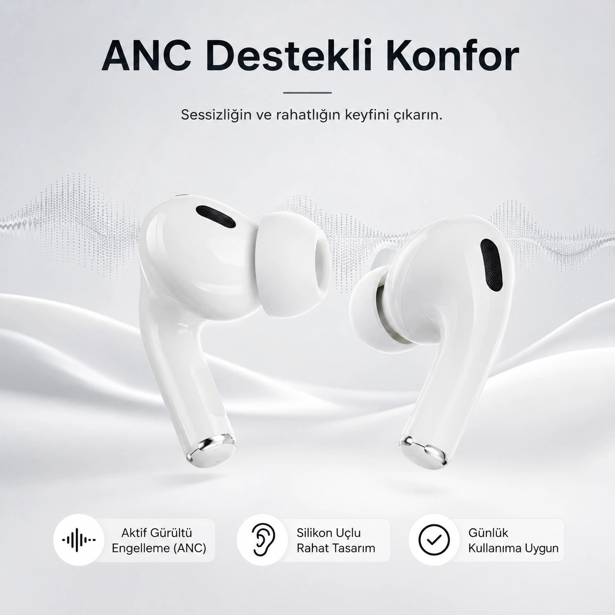 Pro 2. Nesil TWS Bluetooth Kulaklık, Aktif Gürültü Engelleyici ANC USB-C Kablosuz Kulak İçi Kulaklık