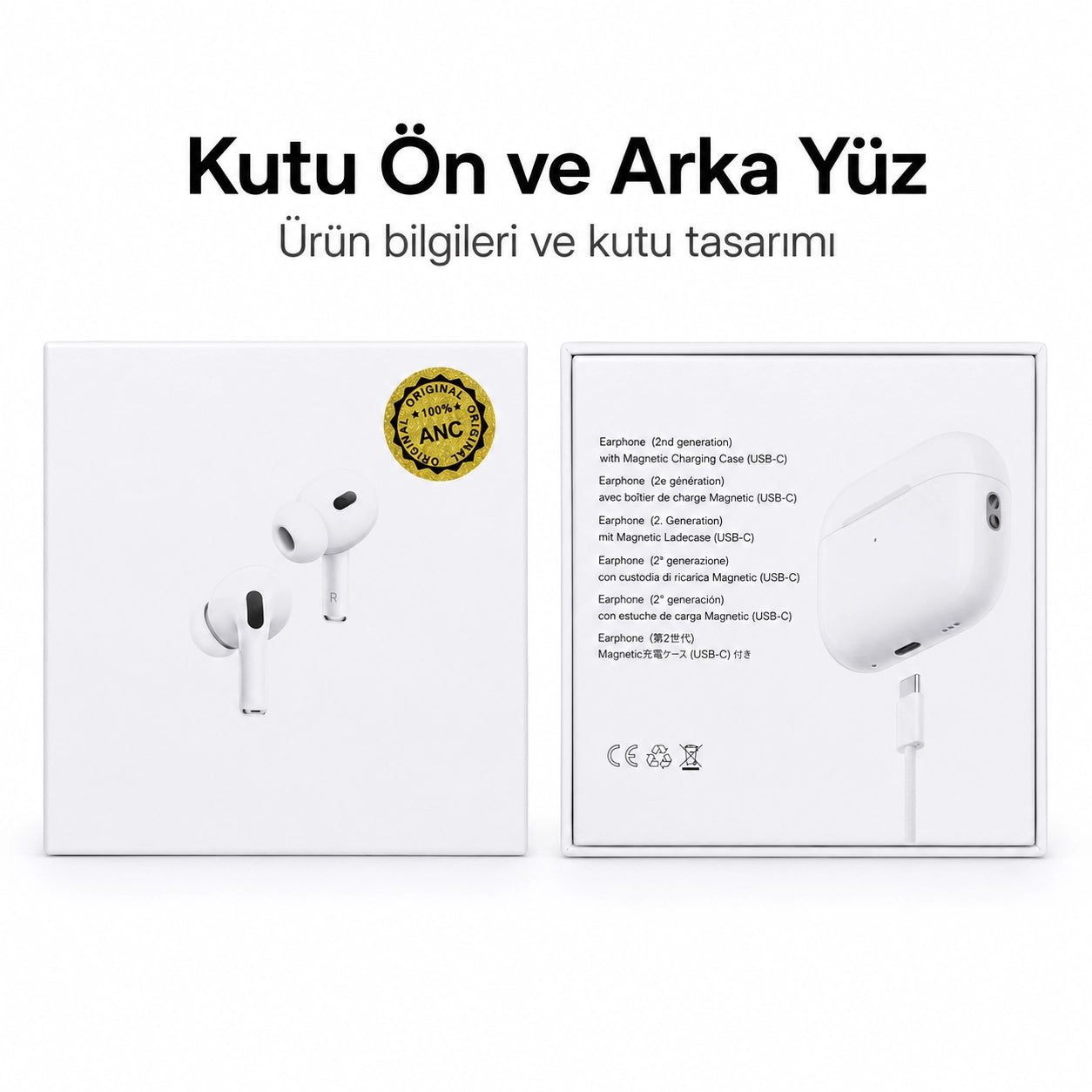Pro 2. Nesil TWS Bluetooth Kulaklık, Aktif Gürültü Engelleyici ANC USB-C Kablosuz Kulak İçi Kulaklık