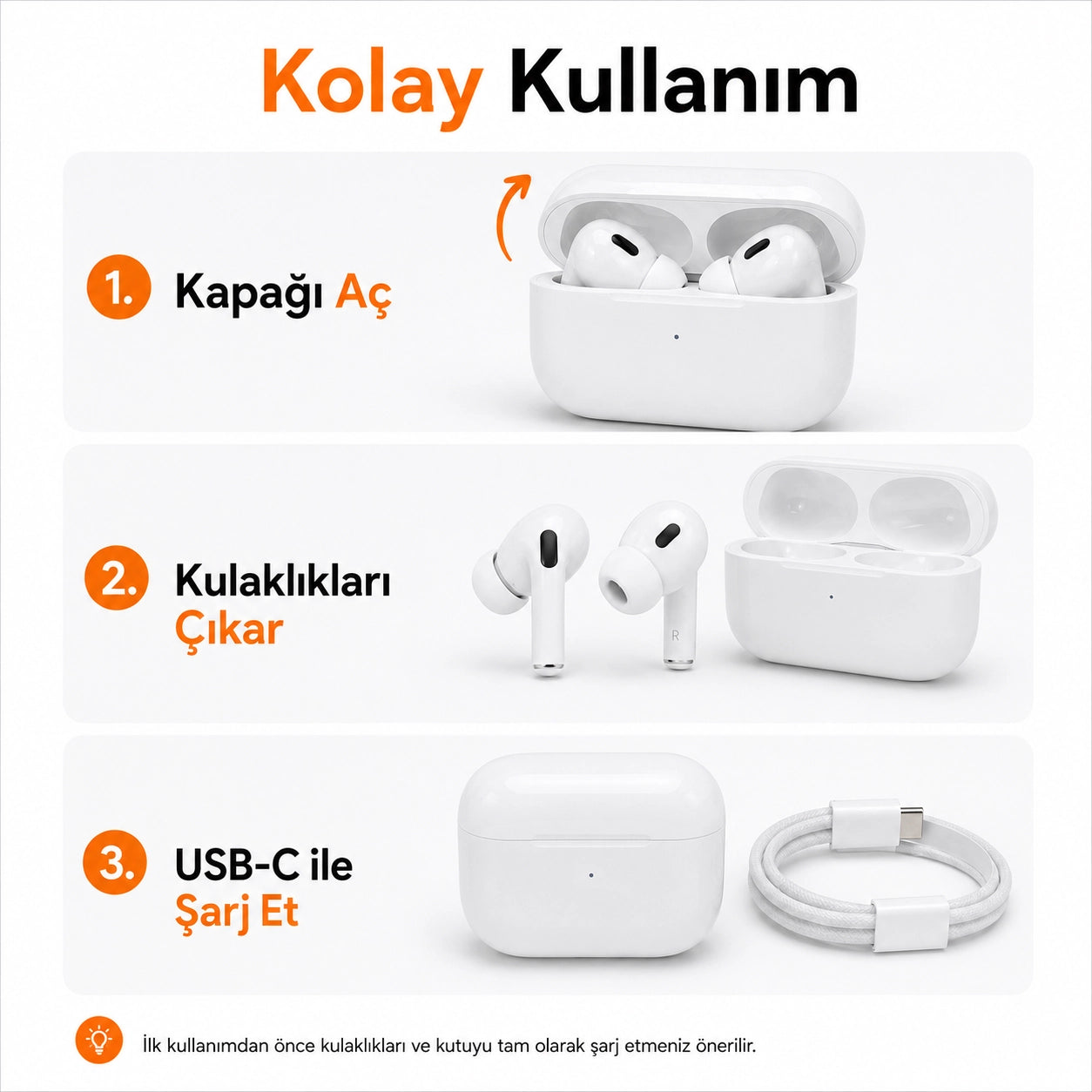 Pro 2. Nesil TWS Bluetooth Kulaklık, Aktif Gürültü Engelleyici ANC USB-C Kablosuz Kulak İçi Kulaklık