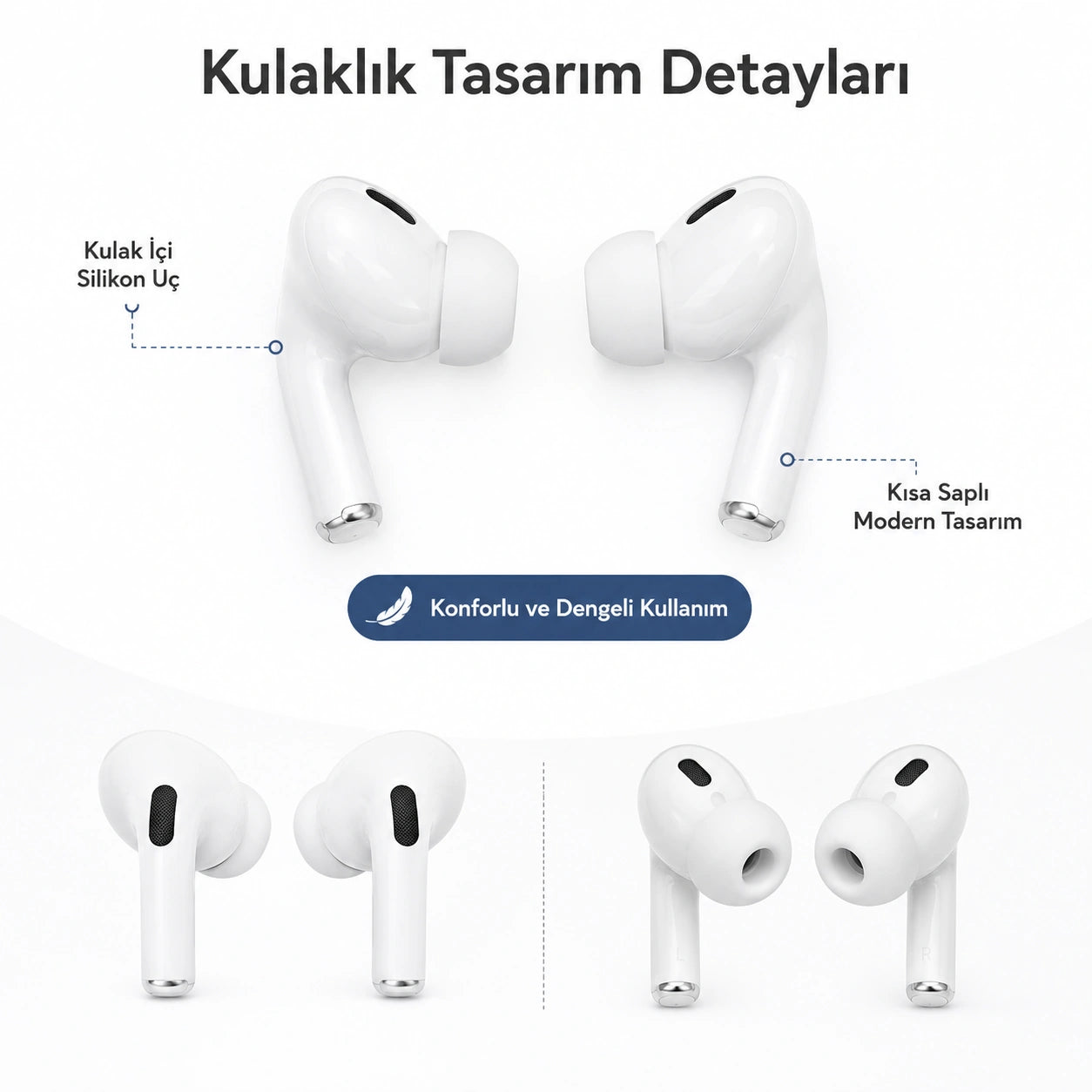 PELL Pro 2. Nesil TWS Bluetooth Kulaklık, Aktif Gürültü Engelleyici ANC USB-C Kablosuz Kulak İçi Kulaklık