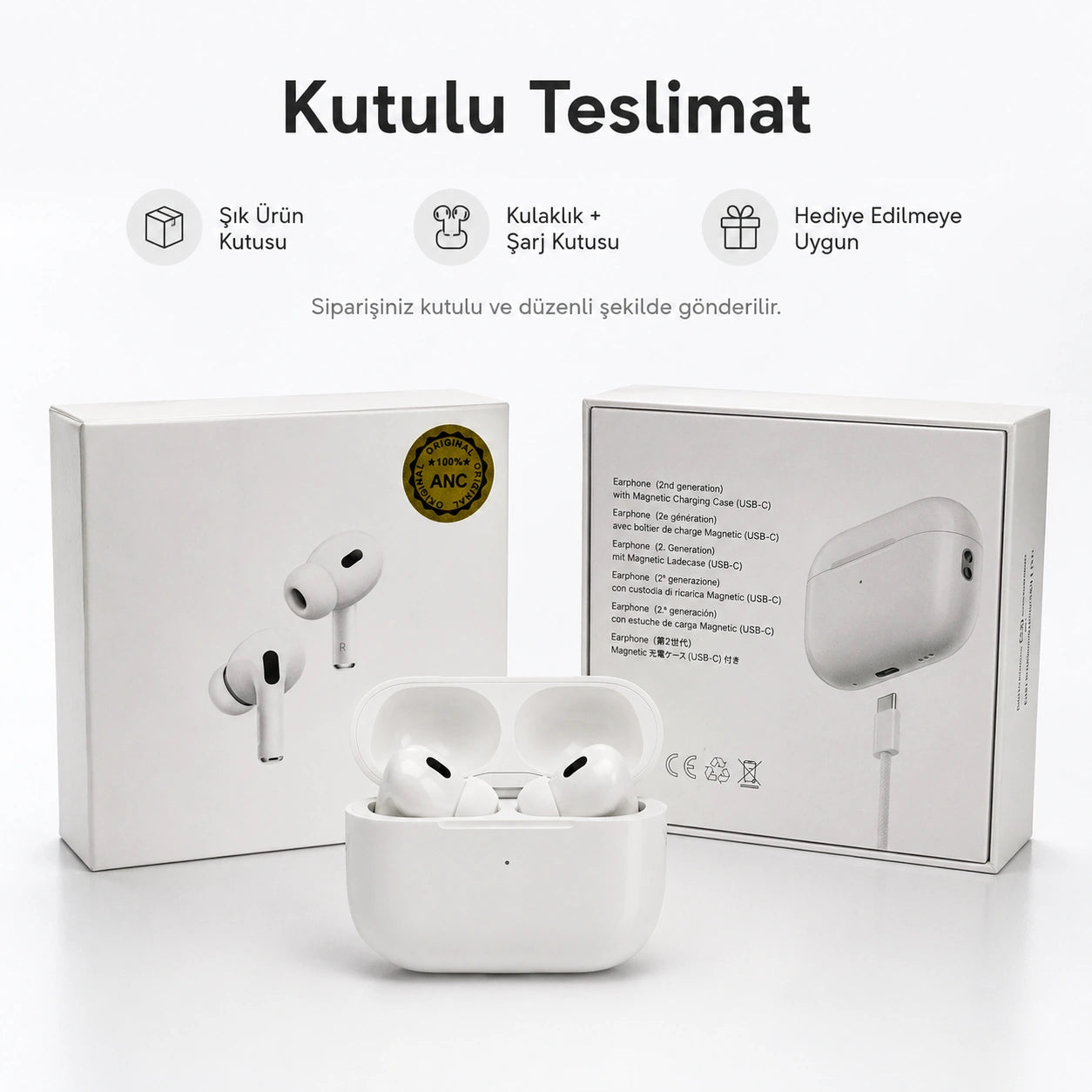 PELL Pro 2. Nesil TWS Bluetooth Kulaklık, Aktif Gürültü Engelleyici ANC USB-C Kablosuz Kulak İçi Kulaklık