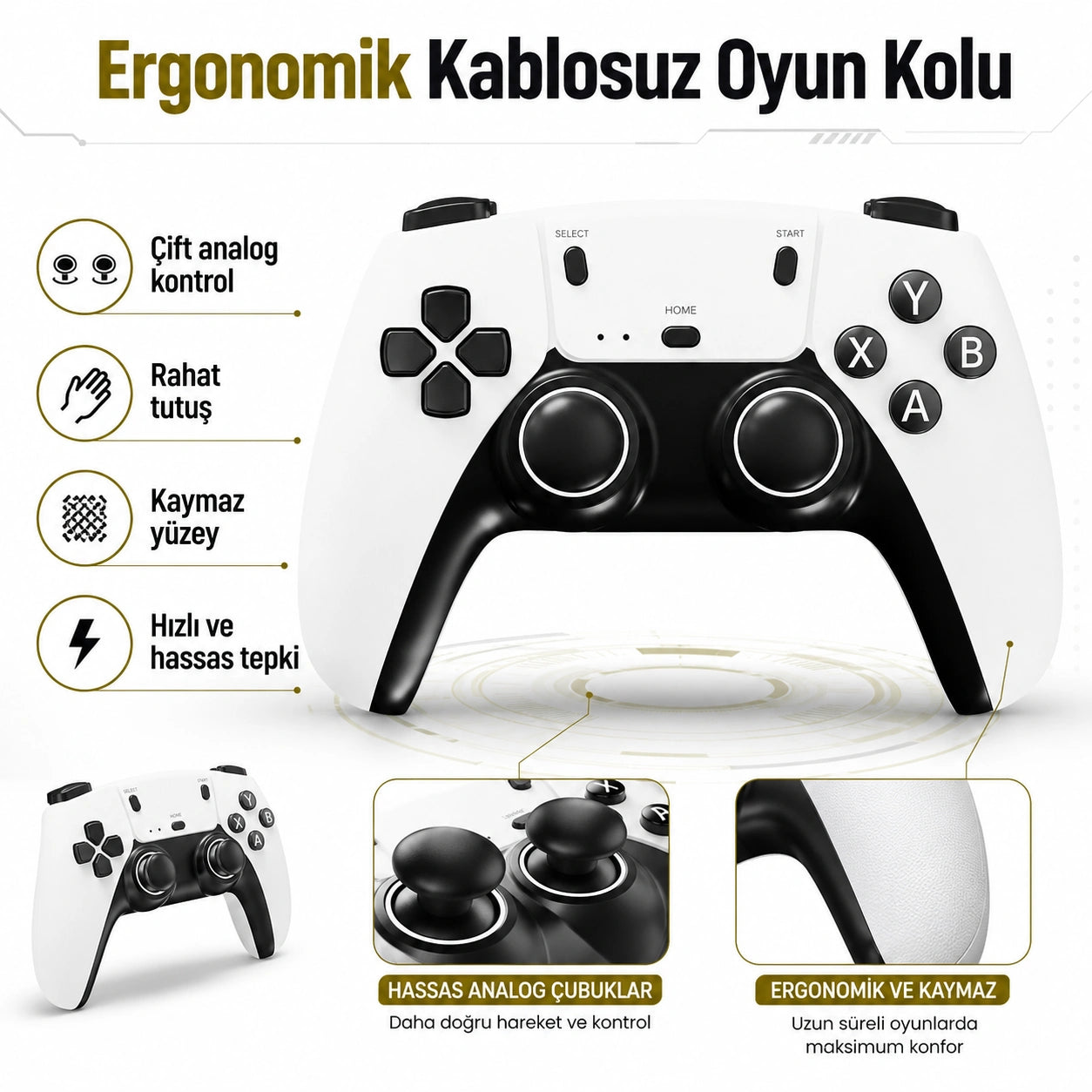 Q8 Max 4K Game Stick Retro Oyun Konsolu 48.000+ Oyunlu, Kablosuz Çift Kollu Atari Konsolu