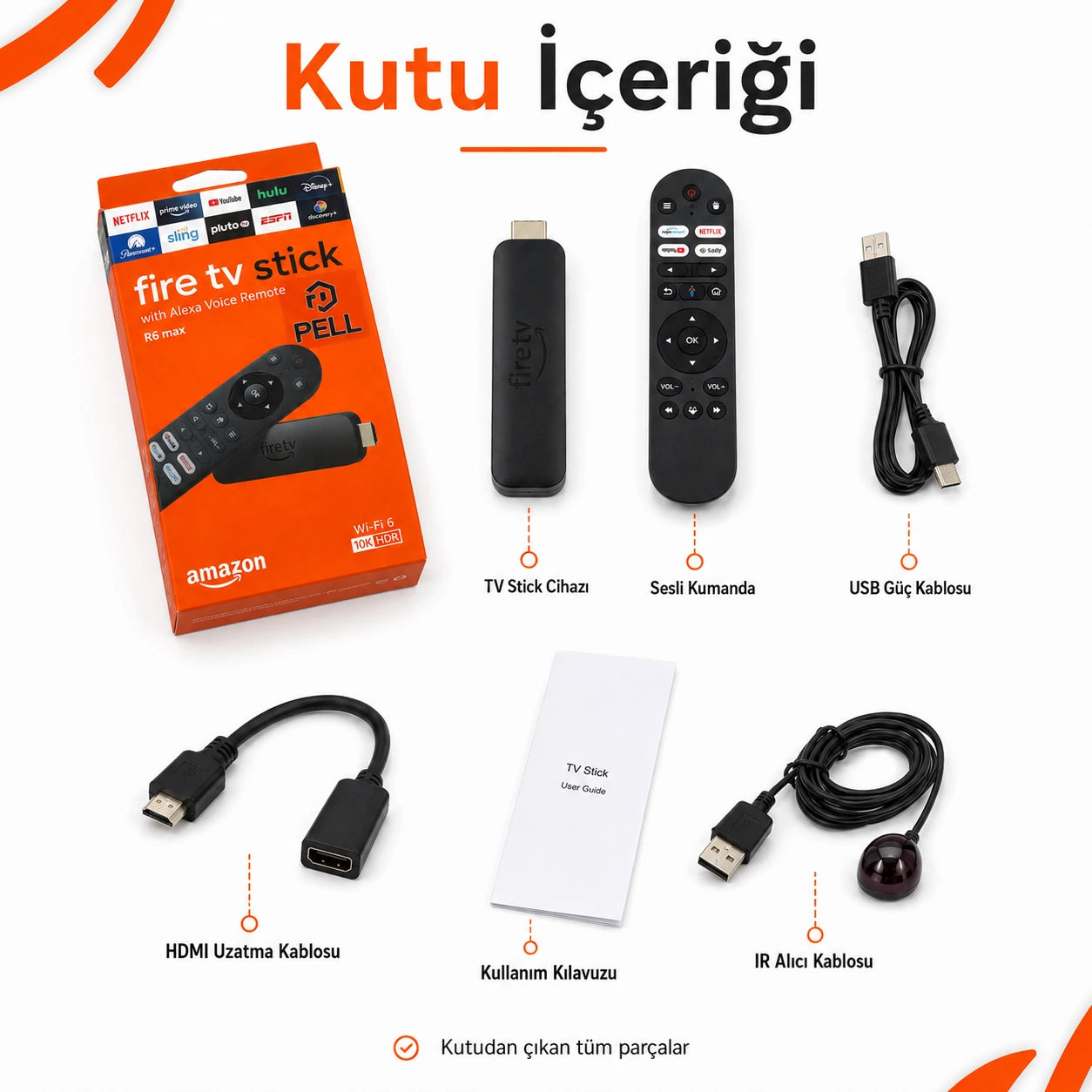 R6 Max Akıllı TV Dönüştürücü Medya Oynatıcı 10K HDR Destekli, Wi-Fi 6 Sesli Komut Kumandalı TV Stick