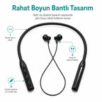 S22 Boyundan Askılı Spor Bluetooth 5.2 Kulaklık, Kablosuz Kulak İçi Koşu Kulaklığı - Siyah