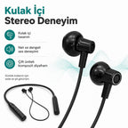 S22 Boyundan Askılı Spor Bluetooth 5.2 Kulaklık, Kablosuz Kulak İçi Koşu Kulaklığı - Siyah