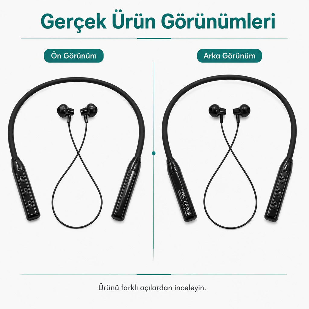 S22 Boyundan Askılı Spor Bluetooth 5.2 Kulaklık, Kablosuz Kulak İçi Koşu Kulaklığı - Siyah