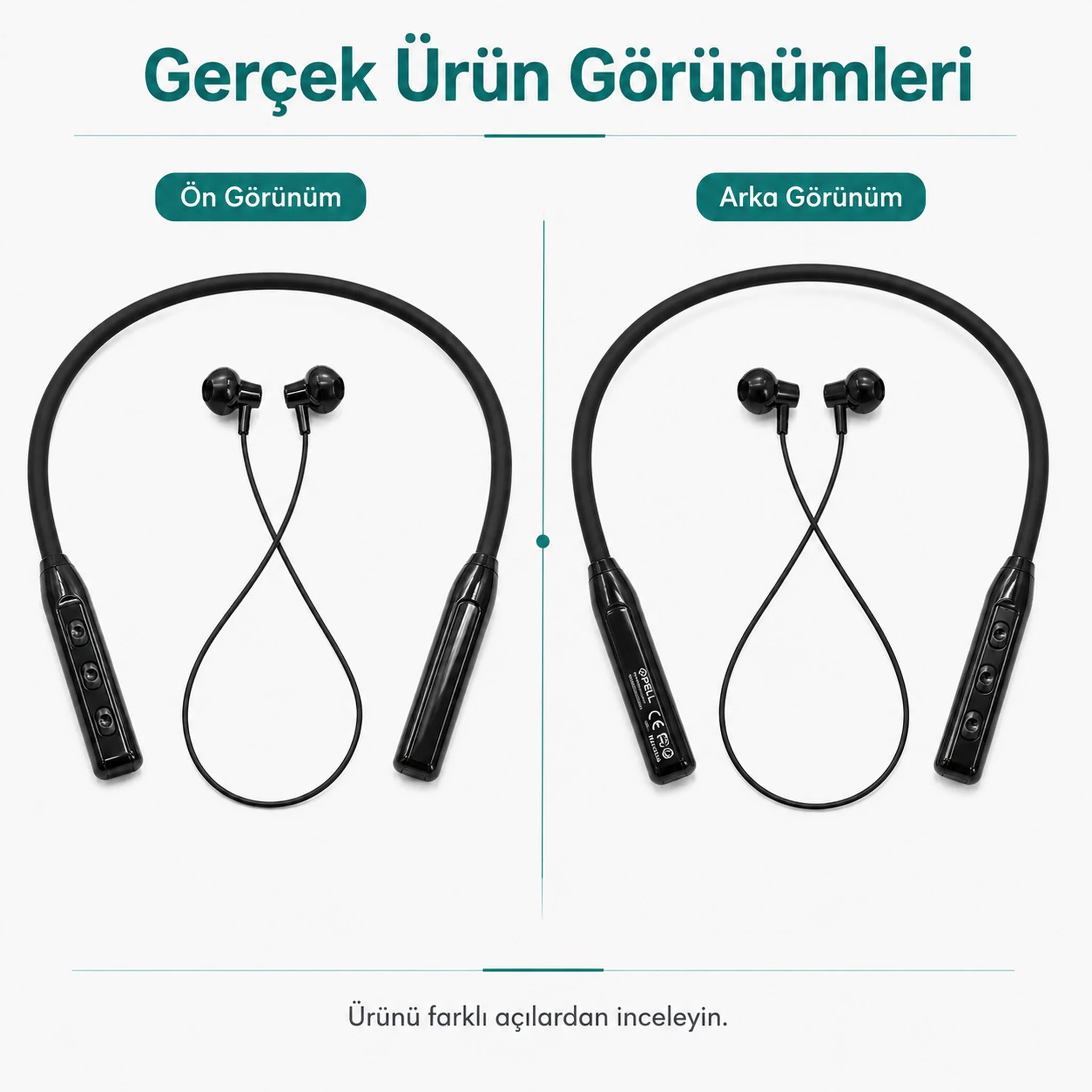 S22 Boyundan Askılı Spor Bluetooth 5.2 Kulaklık, Kablosuz Kulak İçi Koşu Kulaklığı - Siyah