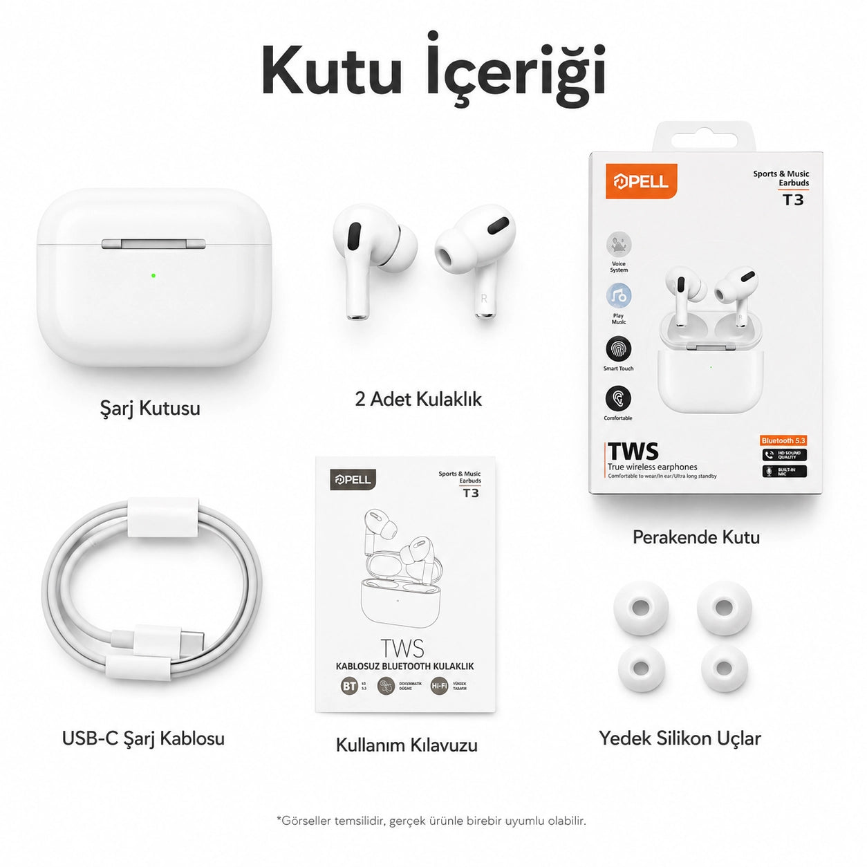 T3 Pro 2 Bluetooth Kulak İçi Kulaklık, Aktif Gürültü Engelleme ANC Kablosuz Kulaklık