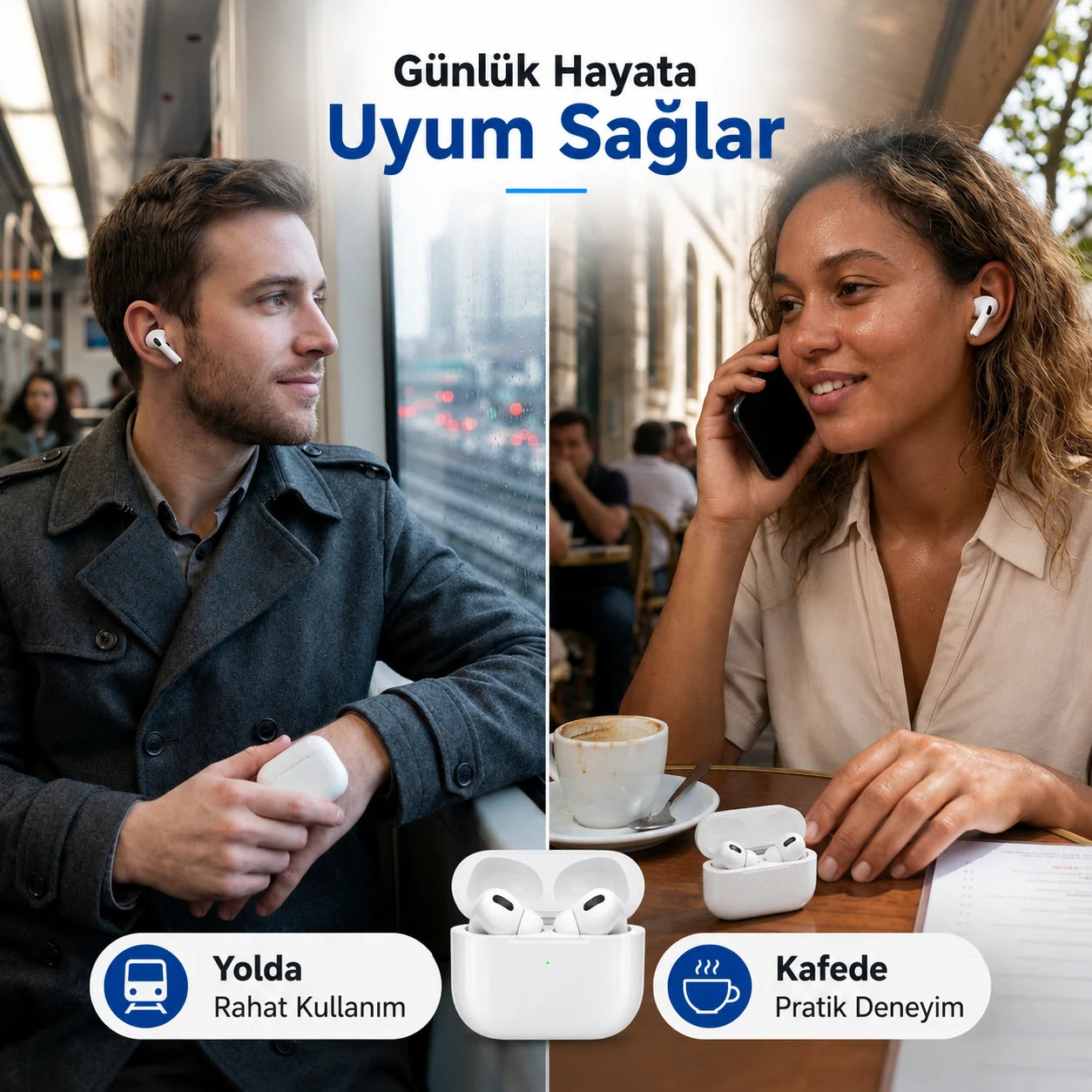 T3 Pro 2 Bluetooth Kulak İçi Kulaklık, Aktif Gürültü Engelleme ANC Kablosuz Kulaklık