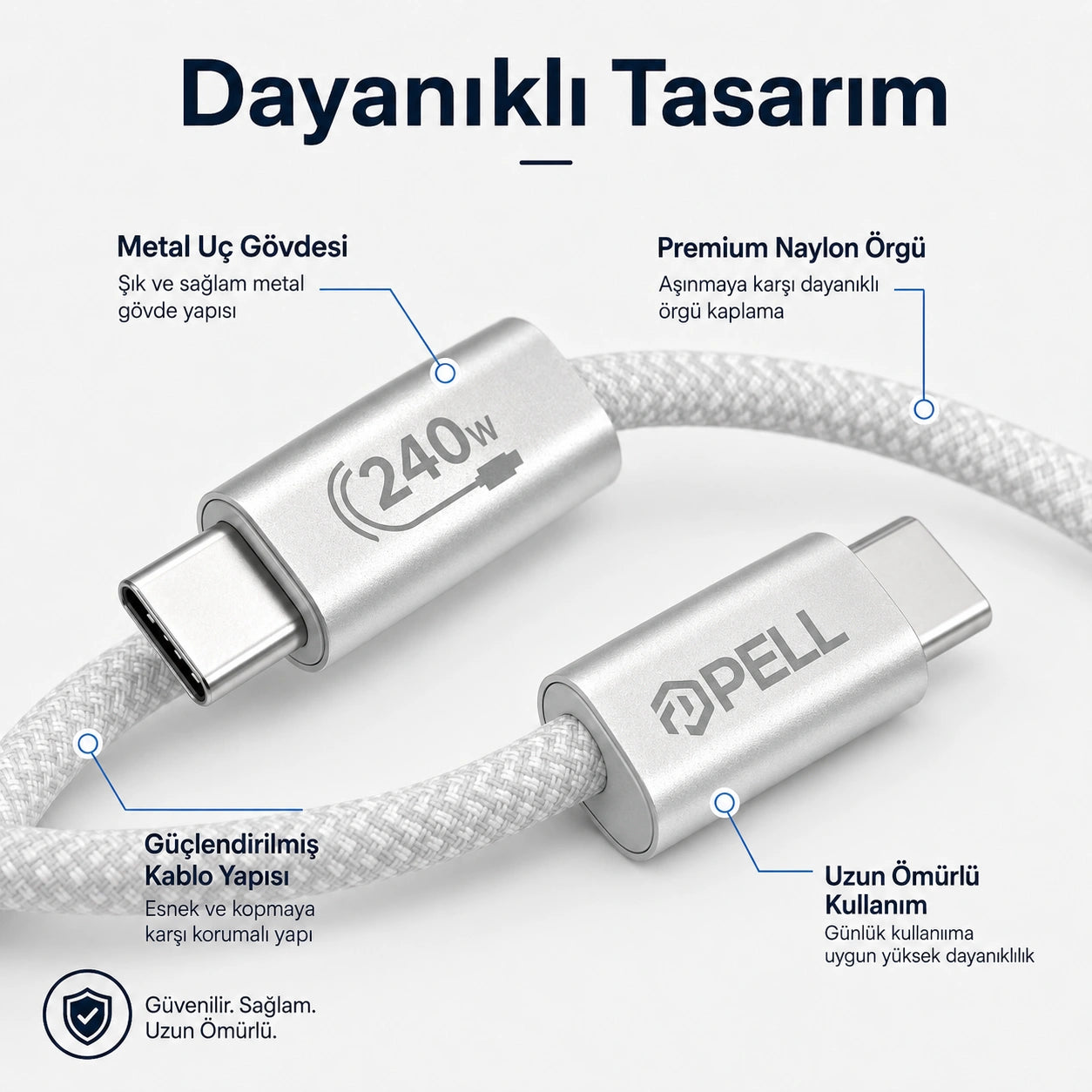 X-28 240W PD Type-C to Type-C Ultra Hızlı Örgülü Şarj Kablosu 1m