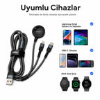 X15 3'ü 1 Arada Manyetik Kablosuz Şarj Standı, Telefon Kulaklık ve Akıllı Saat Şarj İstasyonu