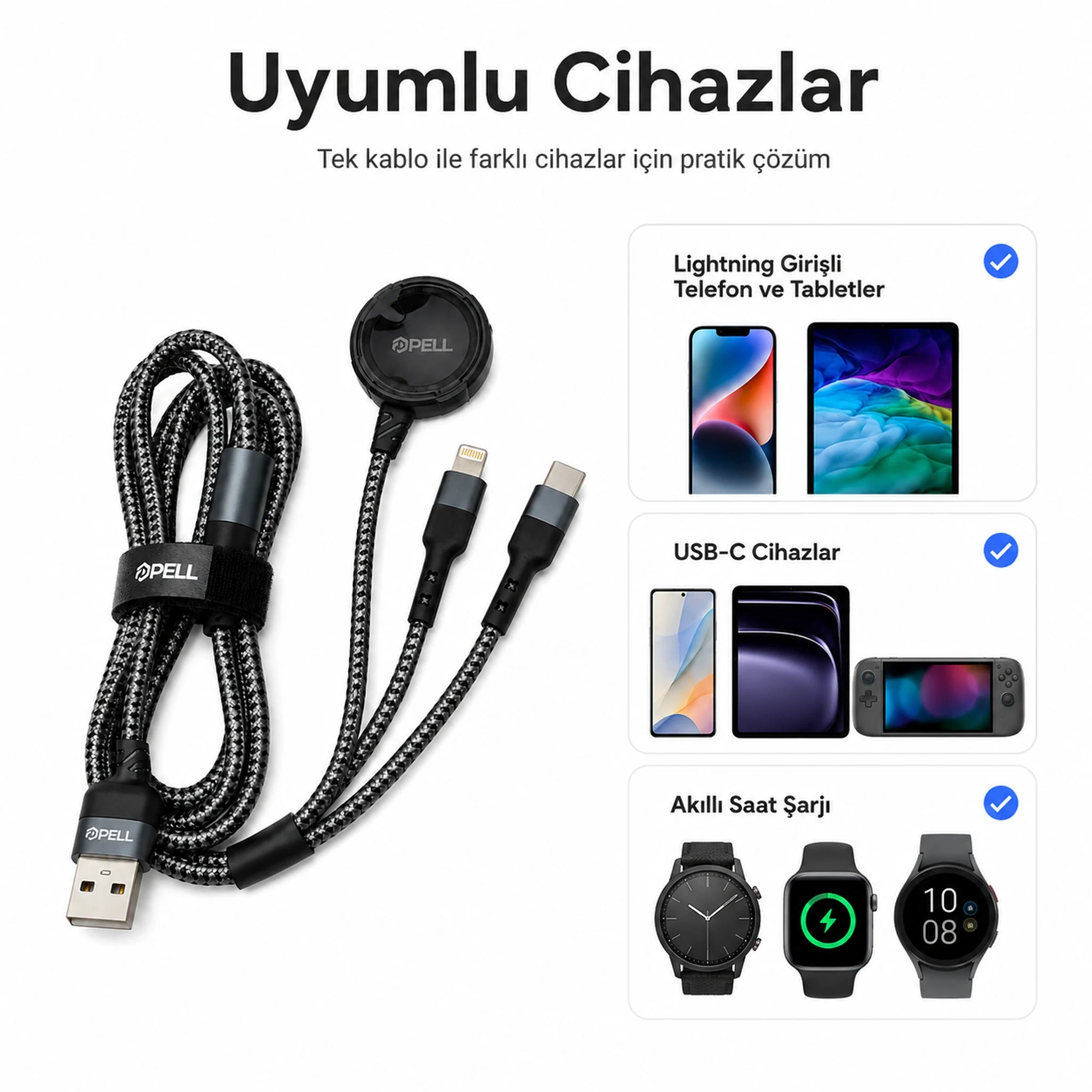 X15 3'ü 1 Arada Manyetik Kablosuz Şarj Standı, Telefon Kulaklık ve Akıllı Saat Şarj İstasyonu