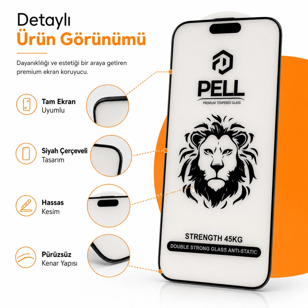 iPhone 16 Pro Max Uyumlu Joan Edge Tam Kaplayan Temperli Cam Ekran Koruyucu, 45kg Darbe Dirençli Anti-Static Ahize Toz Filtreli
