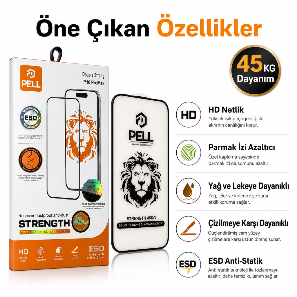 iPhone 16 Pro Max Uyumlu Joan Edge Tam Kaplayan Temperli Cam Ekran Koruyucu, 45kg Darbe Dirençli Anti-Static Ahize Toz Filtreli