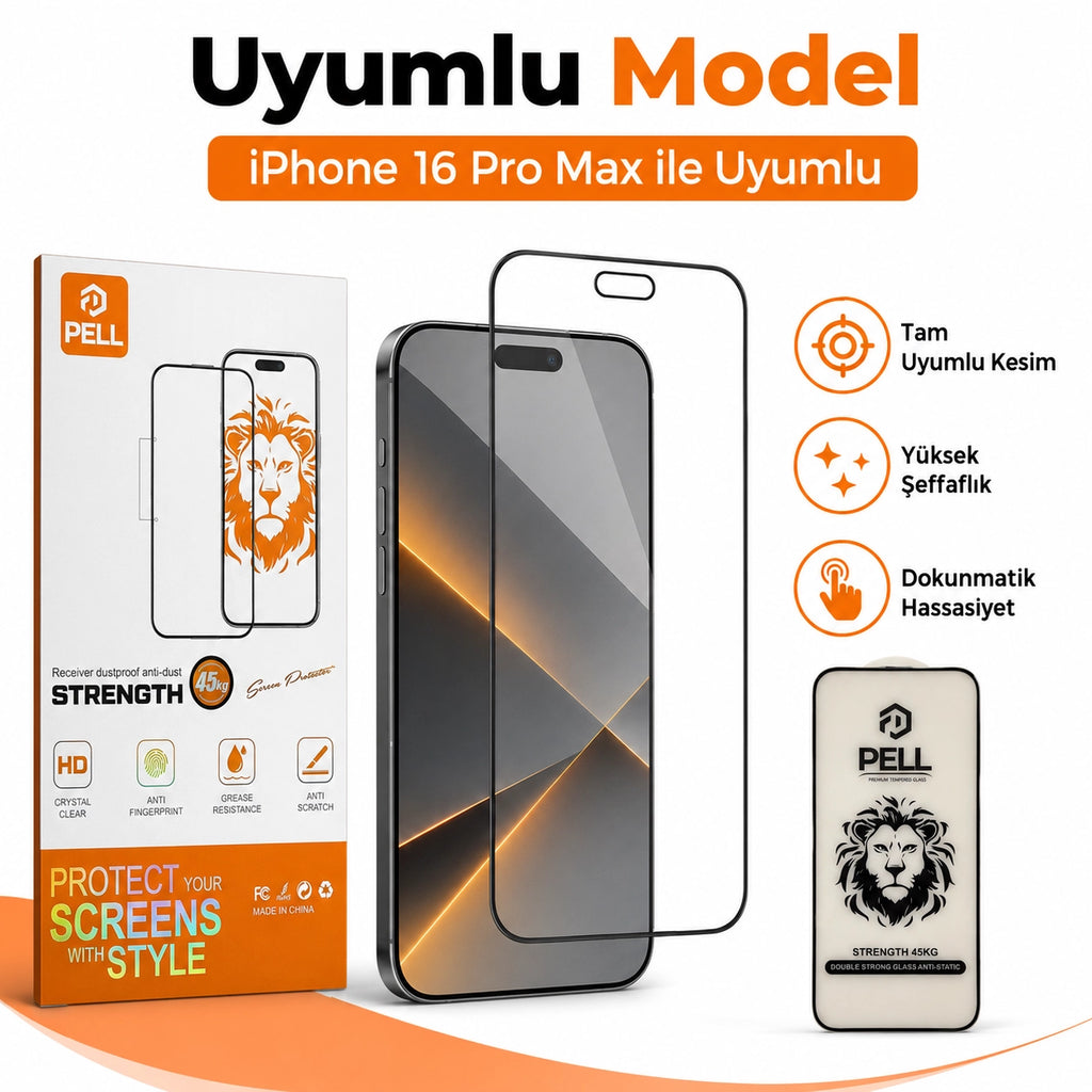 iPhone 16 Pro Max Uyumlu Joan Edge Tam Kaplayan Temperli Cam Ekran Koruyucu, 45kg Darbe Dirençli Anti-Static Ahize Toz Filtreli